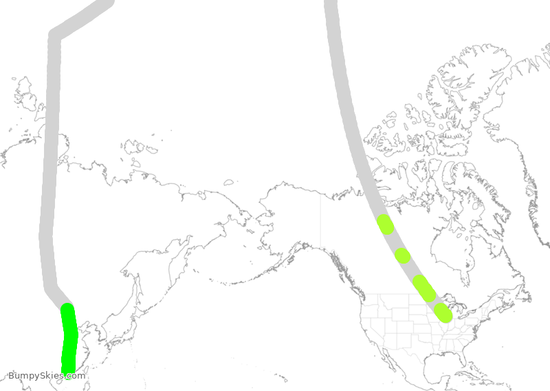 Turbulence forecast map for CPA801, ORD to HHH