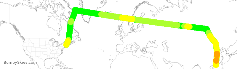 Turbulence forecast map for CPA811, BOS to HHH