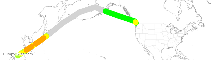 Turbulence forecast map for CPA814, HHH to YVR