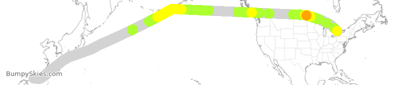 Turbulence forecast map for CPA820, HKG to YYZ