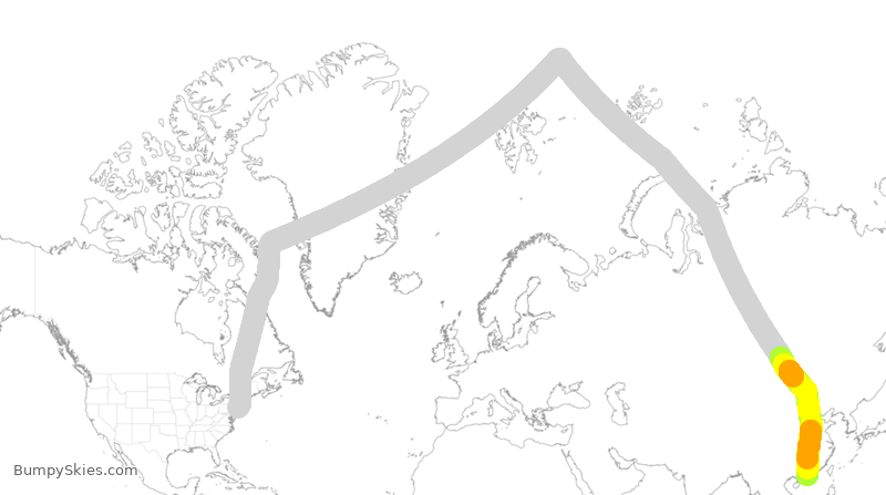 Turbulence forecast map for CPA831, JFK to HHH