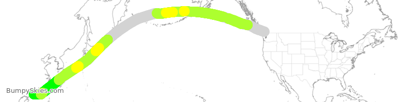 Turbulence forecast map for CPA837, YVR to HKG
