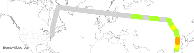 Turbulence forecast map for CPA841, JFK to HHH