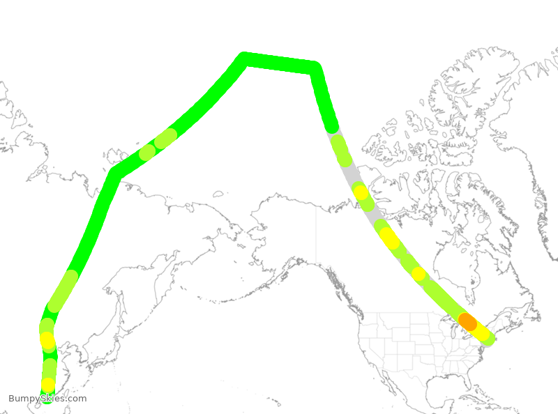 Turbulence forecast map for CPA85, JFK to HKG