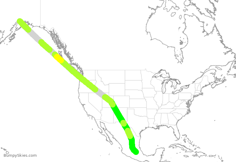 Turbulence forecast map for CPA86, ANC to MMSM