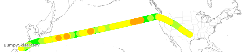 Turbulence forecast map for CPA875, DFW to HHH