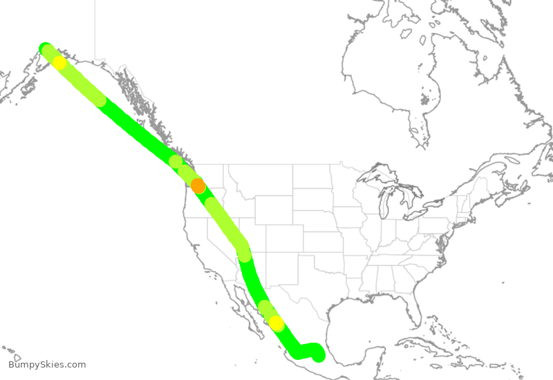 Turbulence forecast map for CPA87, MMSM to ANC