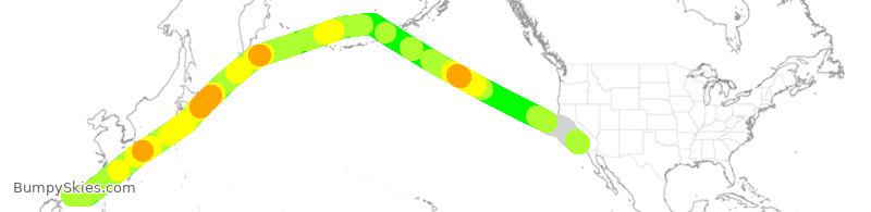 Turbulence forecast map for CPA881, LAX to HHH