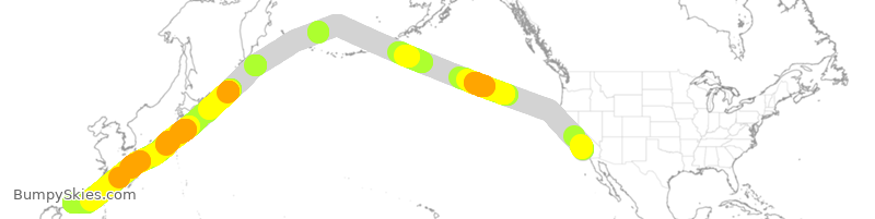 Turbulence forecast map for CPA885, LAX to HKG