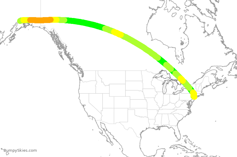 Turbulence forecast map for CPA94, ANC to JFK