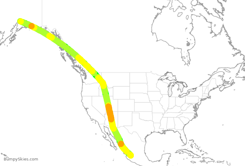 Turbulence forecast map for CPA97, GDL to ANC