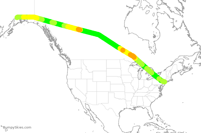 Turbulence forecast map for CPA98, ANC to JFK