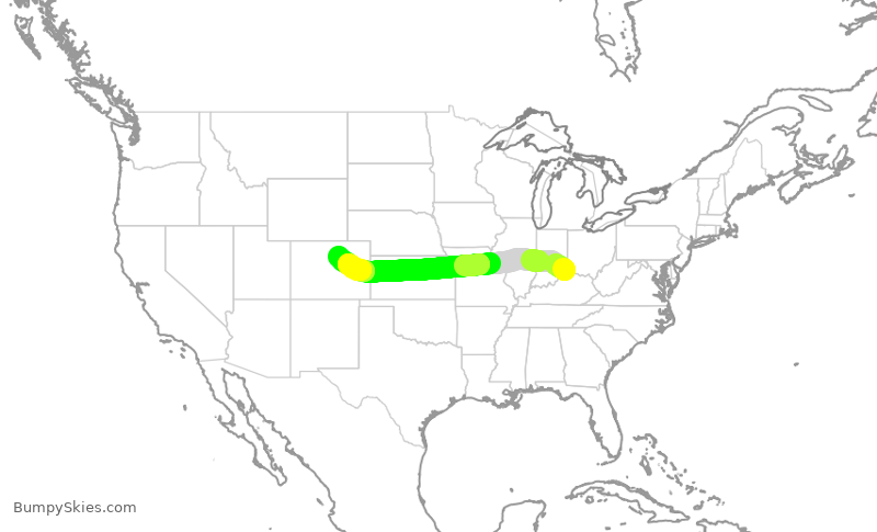 Turbulence forecast map for CSB2027, CVG to DEN
