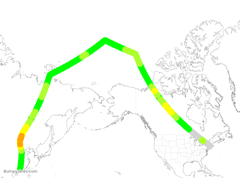Turbulence forecast map for CSN2544, JFK to CAN