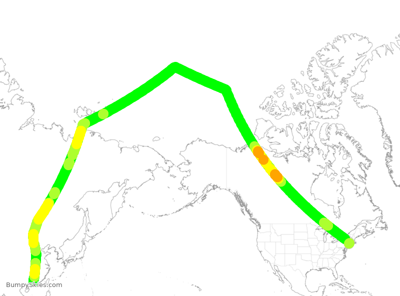 Turbulence forecast map for CSN2546, JFK to CAN