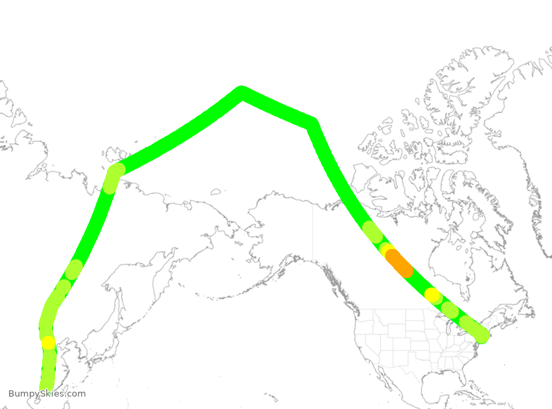 Turbulence forecast map for CSN2568, JFK to CAN