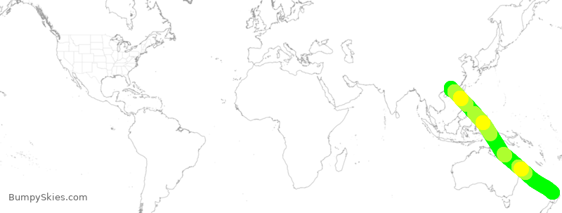 Turbulence forecast map for CSN305, CAN to AKL