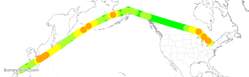 Turbulence forecast map for CSN311, GGG to YYZ