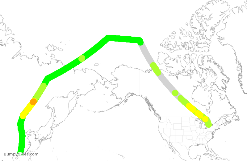 Turbulence forecast map for CSN312, YYZ to GGG