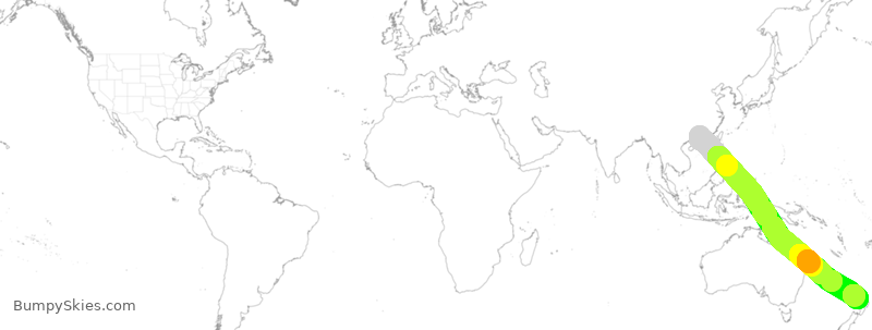 Turbulence forecast map for CSN335, CAN to AKL