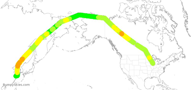 Turbulence forecast map for CSN428, ORD to PVG