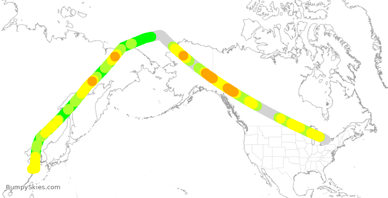 Turbulence forecast map for CSN486, YYZ to PVG