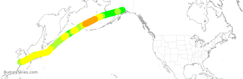 Turbulence forecast map for CSN487, PVG to ANC