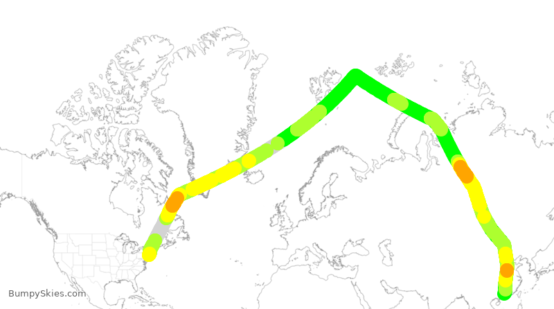 Turbulence forecast map for CSN600, JFK to GGG