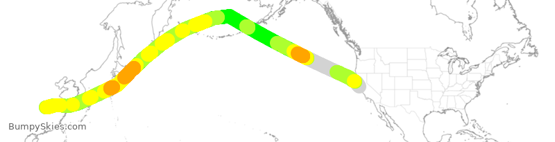 Turbulence forecast map for CSN660, SFO to HHH