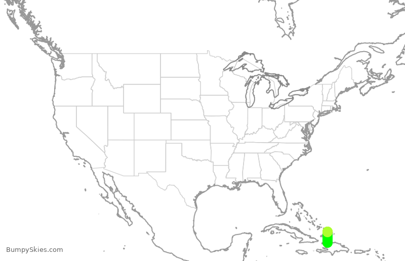 Turbulence forecast map for CXE0364, BPV to TCH