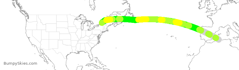 Turbulence forecast map for DAH2700, ALG to YUL