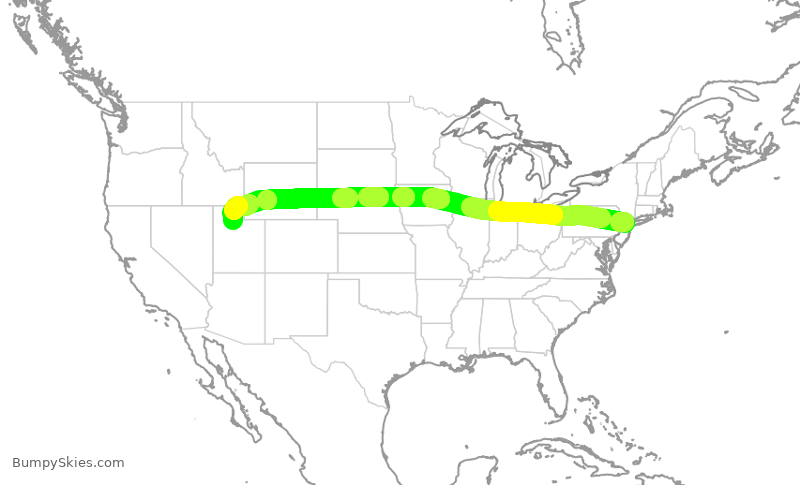 Turbulence forecast map for DAL1009, EWR to SLC