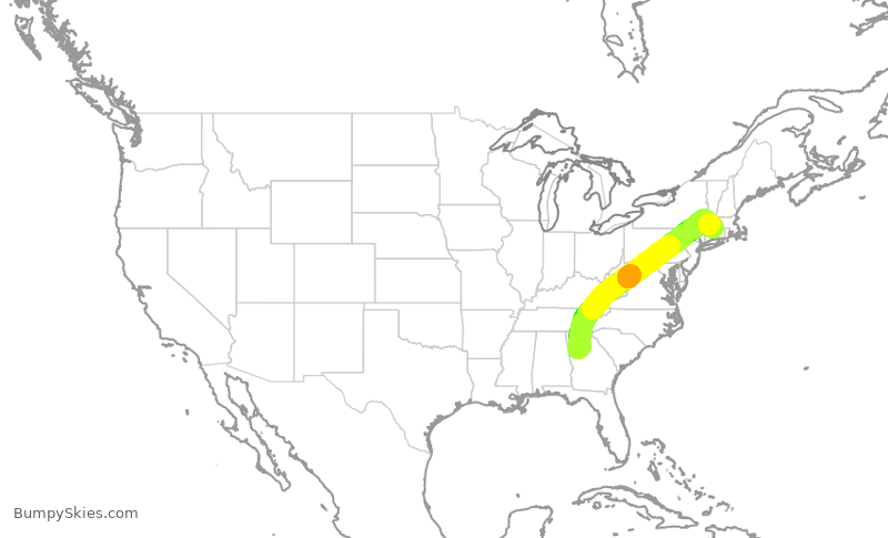 Turbulence forecast map for DAL1011, ATL to BDL