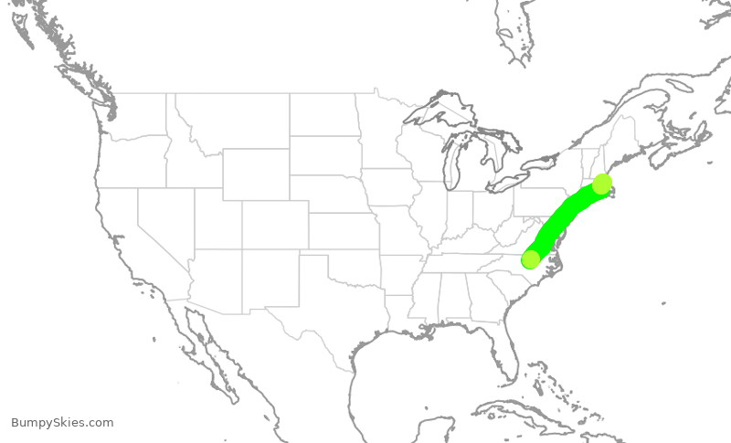 Turbulence forecast map for DAL1022, RDU to BOS