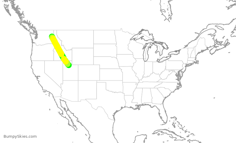 Turbulence forecast map for DAL1024, GEG to SLC
