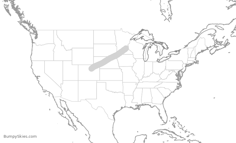 Turbulence forecast map for DAL1025, MSP to DEN
