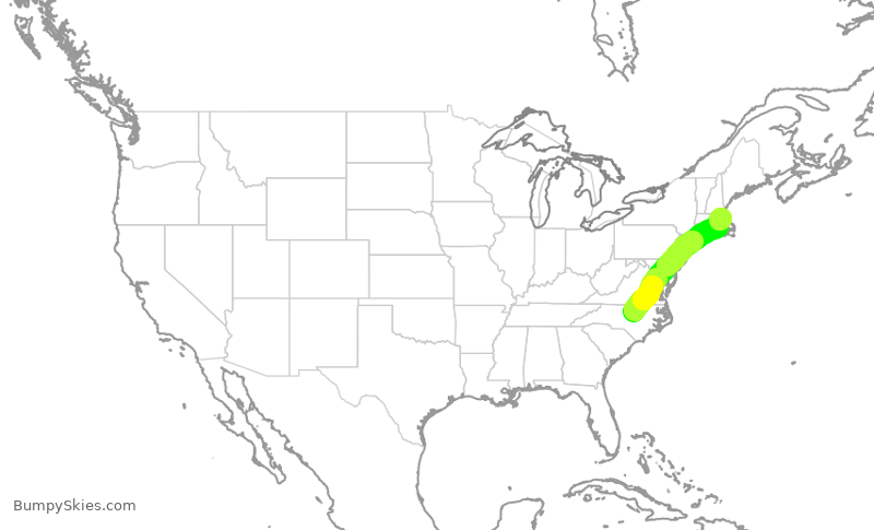 Turbulence forecast map for DAL1033, RDU to BOS
