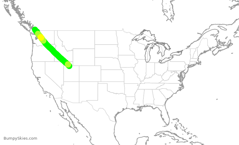 Turbulence forecast map for DAL1049, SLC to YVR