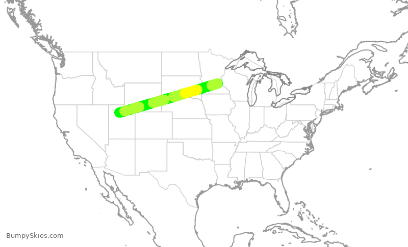 Turbulence forecast map for DAL1051, MSP to SLC