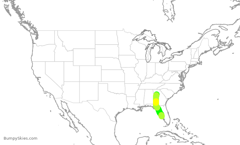 Turbulence forecast map for DAL1057, ATL to SRQ