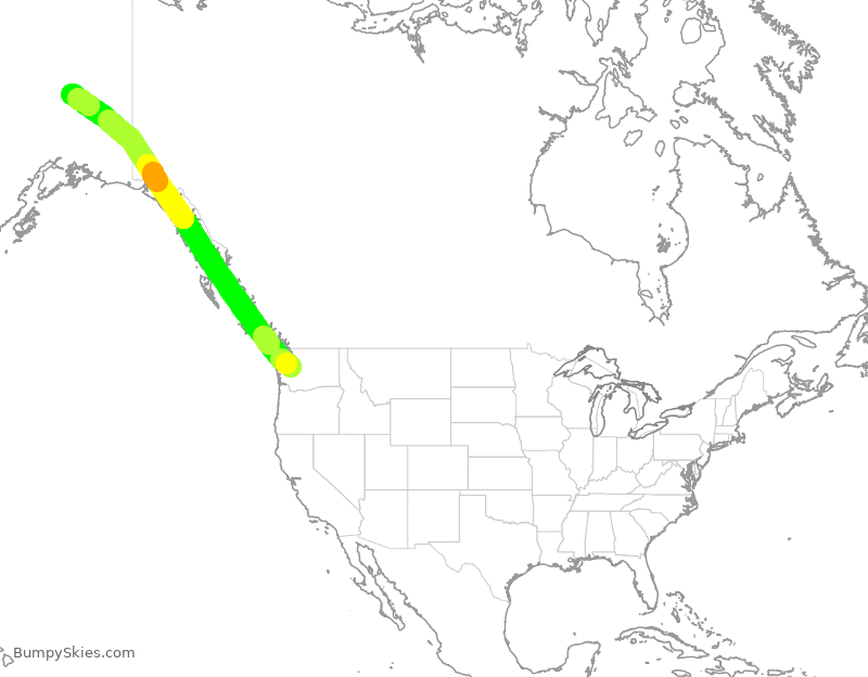 Turbulence forecast map for DAL1061, SEA to FAI
