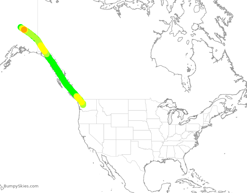 Turbulence forecast map for DAL1061, FAI to SEA