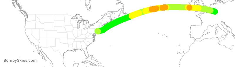 Turbulence forecast map for DAL106, JFK to FRA
