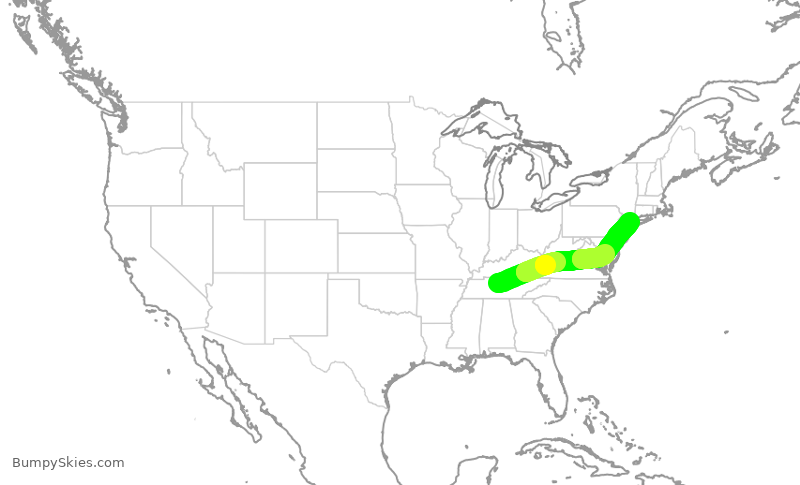 Turbulence forecast map for DAL1071, BNA to LGA