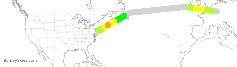 Turbulence forecast map for DAL107, DDF to JFK