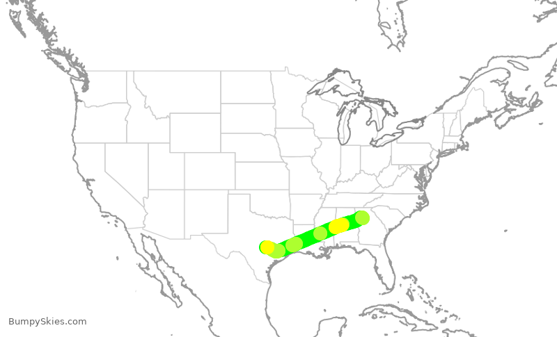 Turbulence forecast map for DAL1081, ATL to AUS