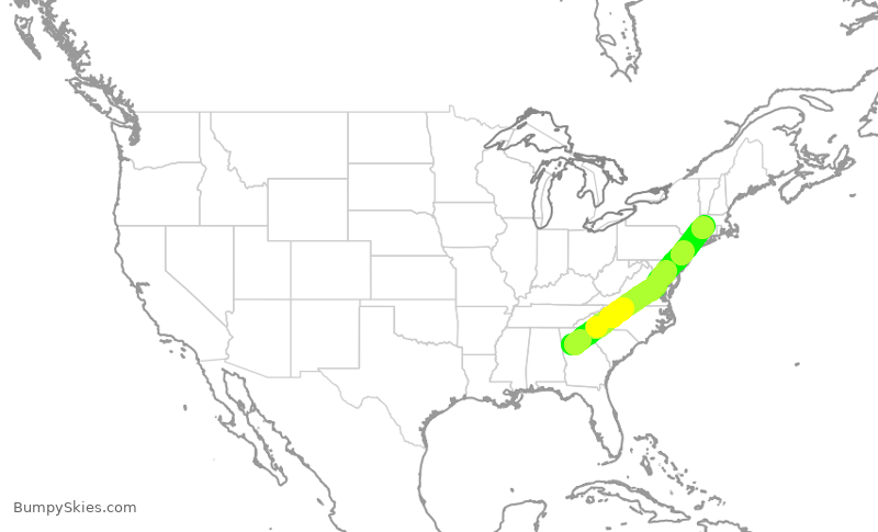 Turbulence forecast map for DAL1082, ATL to BDL