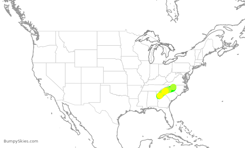 Turbulence forecast map for DAL1085, GSO to ATL