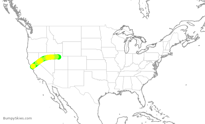 Turbulence forecast map for DAL1088, SFO to SLC