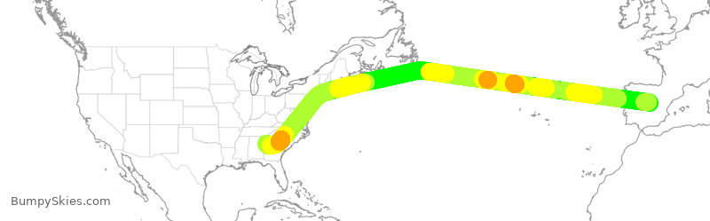 Turbulence forecast map for DAL109, EMD to ATL